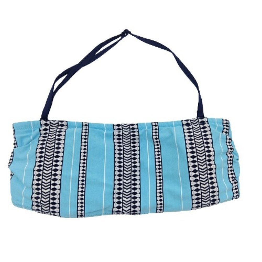 lemlem Luchia Blue Bandeau Halter Bikini Swim Top L Large Blue Black Tibeb